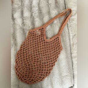Handcrafted Tan Mesh Tote Bag Boho Style